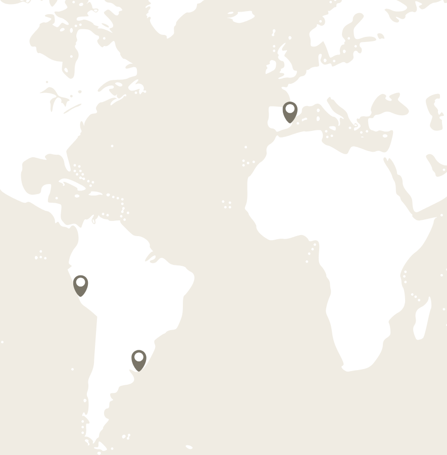 Mapa mundial con ubicaciones de Bamboo Studio